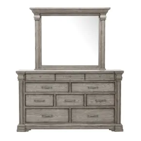 Pulaski Furniture P091-BR-K7 Pulaski Furniture P091-BR-K7 Madison Ridge - 10 Drawer Dresser And Framed Mirror - Heritage Taupe