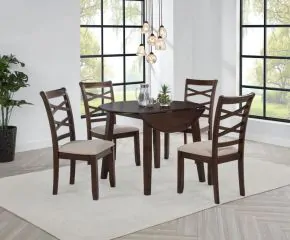 Coaster Fine Furniture 150340 Barton - 5 Piece Round Wood Dining Table Set - Dark Brown
