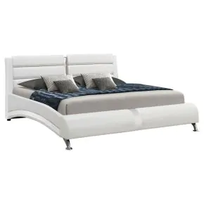 CoasterEssence 300345KE Jeremaine - Upholstered Eastern King Sleigh Bed - White