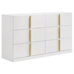 Coaster Fine Furniture 223093 Ines - 6-Drawer Bedroom Dresser Cabinet - White High Gloss
