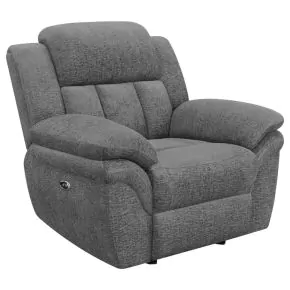 CoasterEssence 609543P Bahrain - Upholstered Power Glider Recliner - Charcoal