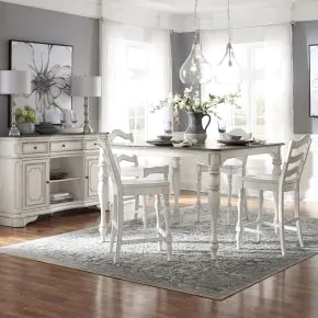 Liberty Furniture 244-CD-5GTS Magnolia Manor - 5 Piece Gathering Table Set - Antique White