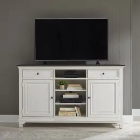 Liberty Furniture 417-TV68 Allyson Park - 68" Highboy TV Console - Wirebrushed White / Charcoal