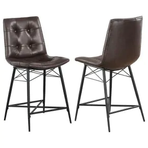 CoasterEssence 107860 Aiken - Upholstered Tufted Counter Chair (Set of 2) - Brown