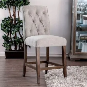 Furniture of America CM3564A-PC-2PK Sania - Counter Height Chair (Set of 2) - Beige / Rustic Oak