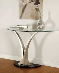 Furniture of America CM4727S Valo - Sofa Table - Satin Plated / Black