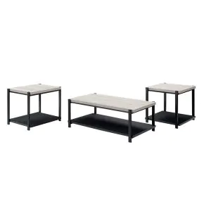 New Classic T4138-3P-LGY Linea - 3 Piece Occasional Set (1 Coffee & 2 End Tables) - Light Gray