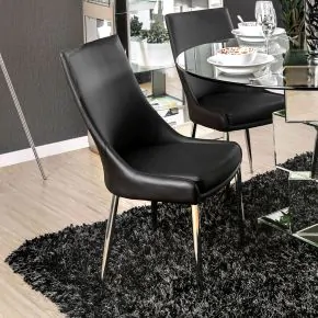 Furniture of America CM3384BK-SC-2PK Izzy - Side Chair (Set of 2) - Silver / Black