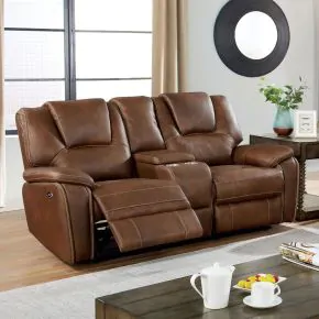 Furniture of America CM6219BR-LV Ffion - Power Loveseat - Brown