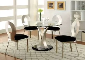 Furniture of America CM3727T-TABLE Valo - Round Dining Table - Silver / Black