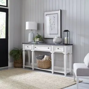 Liberty Furniture 417-AT72 Allyson Park - Hall Table - Wirebrushed White / Charcoal