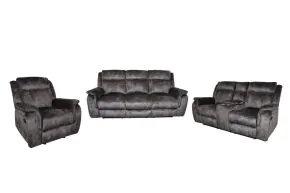 New Classic 20-U456-3NP New Classic 20-U456-3NP Park City - Manual 3 Piece Sofa & Loveseat & Recliner - Slate