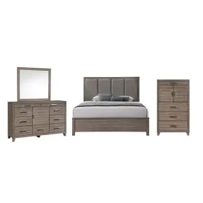 New Classic 00-B3412-14C Harrisburg - 6/6 Eastern King 4 Piece Bedroom Set (Bed, Dresser, Mirror, Chest) - Walnut
