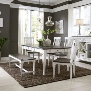 Liberty Furniture 417-DR-6RTS Liberty Furniture 417-DR-6RTS Allyson Park - 6 Piece Rectangular Table Set - Wirebrushed White / Charcoal