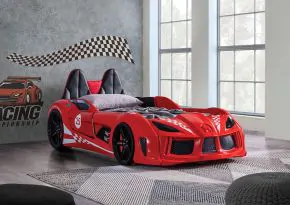 Furniture of America FOA7723RD-BED Trackster - Twin Car Bed - Red
