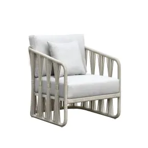 Intercon AX-CH-3027C-WHT-C Alexa - Outdoor Seating Chair With Pillow - White