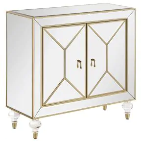 CoasterEssence 951854 Lupin - 2-Door Mirrored Storage Accent Cabinet - Champagne