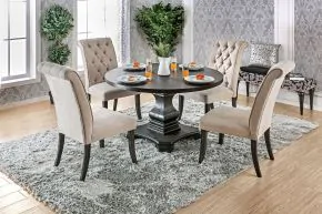 Furniture of America CM3840RT-TABLE Nerissa - Round Table - Antique Black / Beige