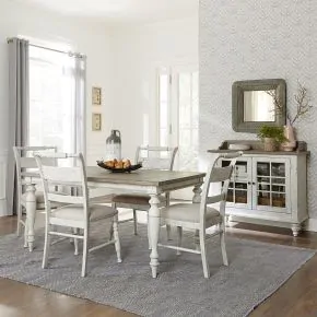 Liberty Furniture 661W-CD-5RLS Liberty Furniture 661W-CD-5RLS Whitney - 5 Piece Rectangular Table Set - Antique Linen / Weathered Gray