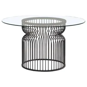 Coaster Fine Furniture 193511BG Granvia - Round Glass Top Metal Dining Table - Gunmetal