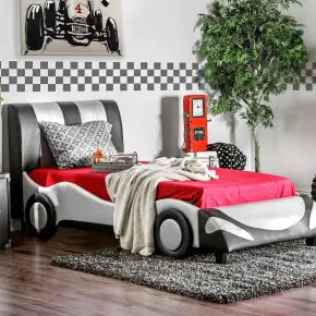 Furniture of America CM7945F-BED Super Racer - Full Bed - Silver / Black