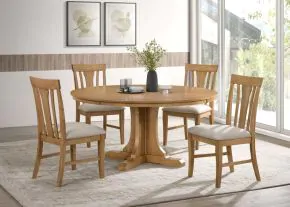 Coaster Fine Furniture 109460-S5 Hartville - 5 Piece Round Dining Table Set - Natural Light Brown