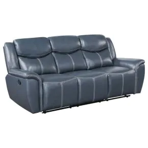 Coaster Fine Furniture 610271 Sloane - Upholstered Padded Arm Reclining Sofa - Blue