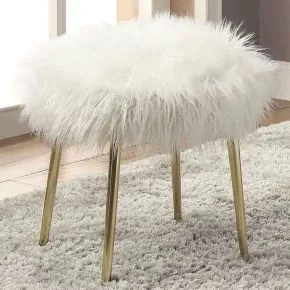Furniture of America CM-AC6546-OT Caoimhe - Ottoman - White / Gold