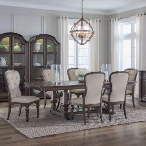 Liberty Furniture 765-DR-O7TRS Liberty Furniture 765-DR-O7TRS Provence Park - 7 Piece Trestle Table Set (Upholstered Side Chairs) - Chateau Brown