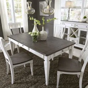 Liberty Furniture 417-T4072 Allyson Park - Rectangular Leg Table - Wirebrushed White / Charcoal