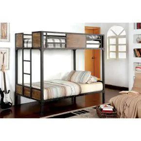 Furniture of America CM-BK029TT Clapton - Twin Over Twin Bunk Bed - Black