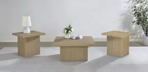 Coaster Fine Furniture 710918-S3 Devar - 3 Piece Square Cocktail Coffee End Table Set - Latte