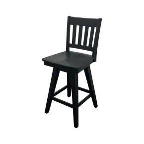 Intercon BS-BS-280W-BLK-K24 Wooden Barstool With Slat Back - Black