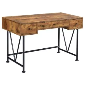 CoasterEveryday 801541 Analiese - 3-Drawer Writing Desk - Rustic Nutmeg