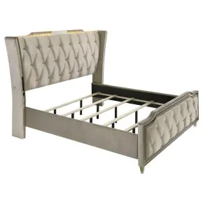 Coaster Fine Furniture 222661KE Lorient - Eastern King LED Upholstered Bed - Ivory And Camel