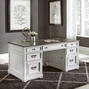 Liberty Furniture 417-HOJ-DSK Allyson Park - Desk - Wirebrushed White / Charcoal