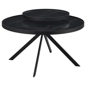 Coaster Fine Furniture 706268 Briggs - Round Marble Printed Glass Top Coffee Table - Black