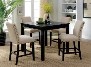 Furniture of America CM3314PT-5PK Kristie - 5 Piece Counter Height Table Set - Antique Black