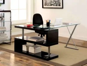 Furniture of America CM-DK6131BK Bronwen - Computer Desk - Black