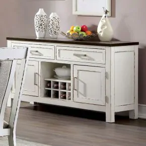 Furniture of America CM3142SV Halsey - Server - Weathered White / Dark Walnut