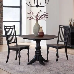 Liberty Furniture 244B-CD-O3DLS Liberty Furniture 244B-CD-O3DLS Magnolia Manor - Opt 3 Piece Drop Leaf Table Set - Weathered Bark & Antique Black