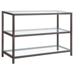 CoasterEssence 720229 Trini - 2-Shelf Glass Top Entryway Console Table - Black Nickel