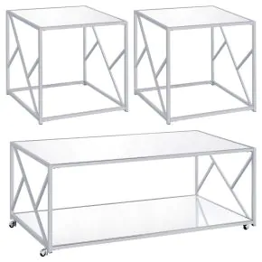 CoasterEssence 720794 Provins - 3 Piece Occasional Table Set - Clear Mirror And Chrome