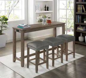 Furniture of America CM3474GY-PT-4PK Caerleon - 4 Piece Counter Height Table Set - Wire - Brushed Gray / Gray