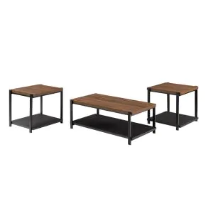New Classic T4138-3P-BRN Linea - 3 Piece Occasional Set (1 Coffee & 2 End Tables) - Black / Brown