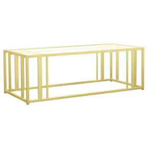 CoasterEssence 723608 Adri - Rectangular Glass Top Coffee Table - Matte Brass