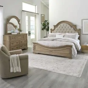 Liberty Furniture 244N-BR-CKUBDM Liberty Furniture 244N-BR-CKUBDM Magnolia Manor - 3 Piece Bedroom Set (California King Upholstered Bed, Dresser & Mirror) - Weathered Bisque