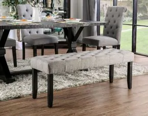 Furniture of America CM3735LG-BN Alfred - Bench - Antique Black / Light Gray
