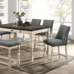 Furniture of America CM3979PBN Plymouth - Counter Height Bench - Ivory / Dark Gray