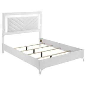 Coaster Fine Furniture 215791Q Cassia - Queen LED Panel Bed - White High Gloss